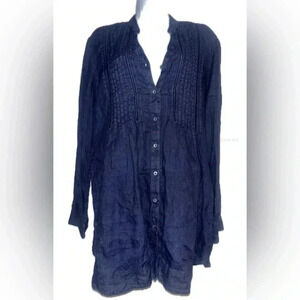 120% Lino rare denim-blue linen top